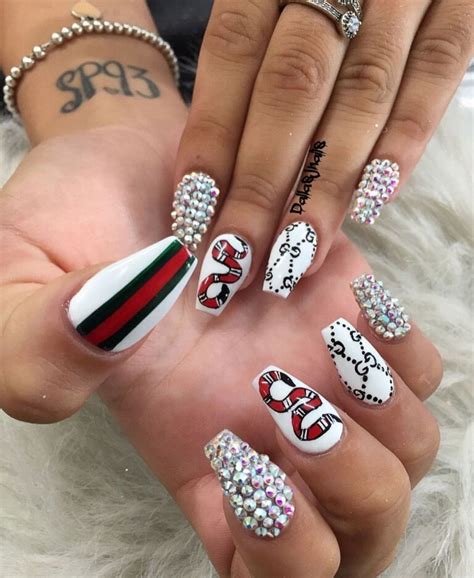 gucci nails with diamonds|Gucci nails images.